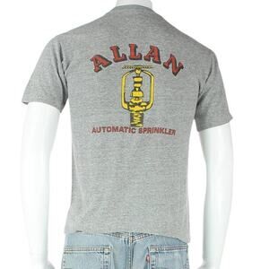 90s Vintage Allan Automatic Sprinkler Heather Gray Pocket Top Tee T Shirt